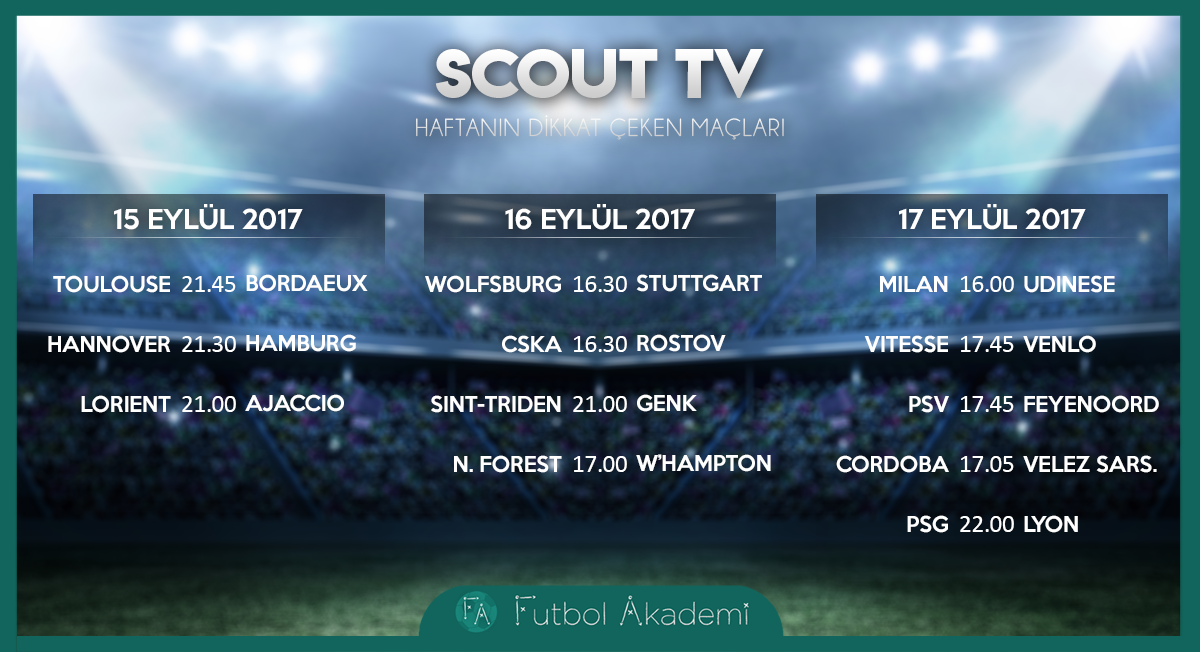SCOUT TV | Haftanın dikkat çeken maçları | 15-16-17 Eylül